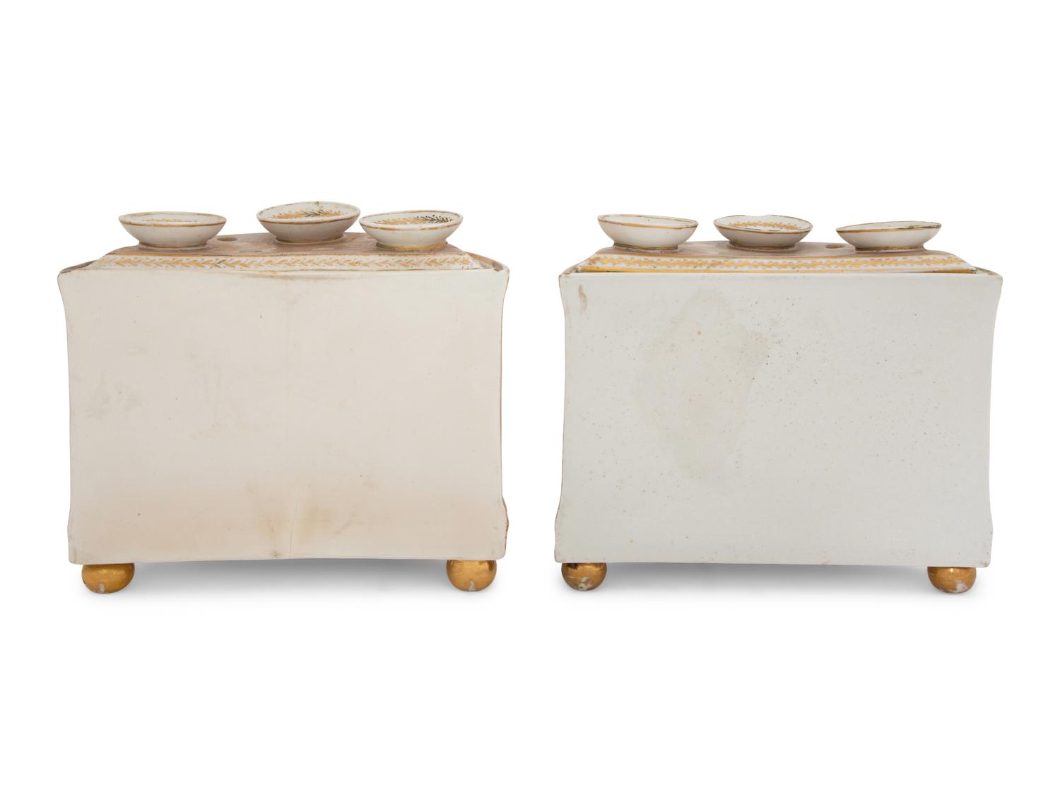 A Pair of English Porcelain Bough Pots and Covers