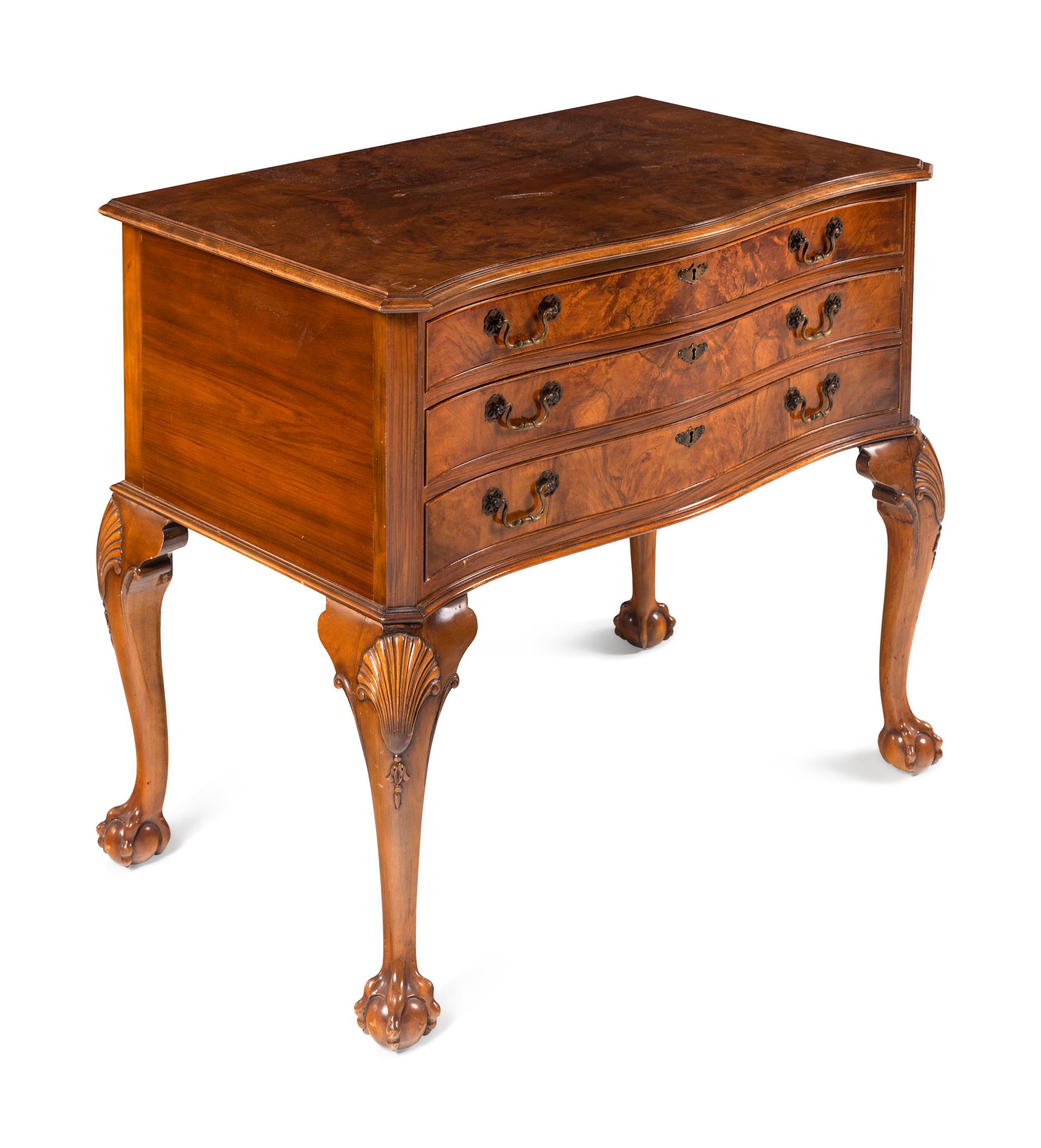 A Cooper Brothers Silver Flatware Service in a Fitted Burl Walnut Chest