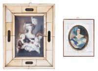 Two Continental Portrait Miniatures Height of larger 8 3/8 x width 6 5/8 inches.