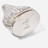 A silver or silver-plated snuff box in the form of a fox head 18th or 19th century