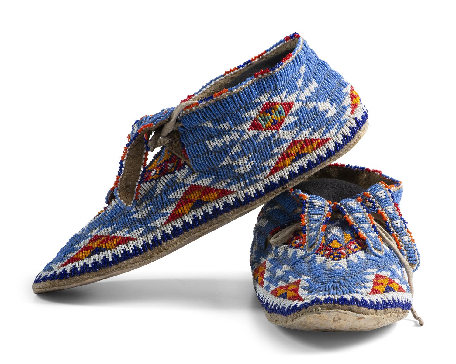 Plains Beaded Hide Moccasins
