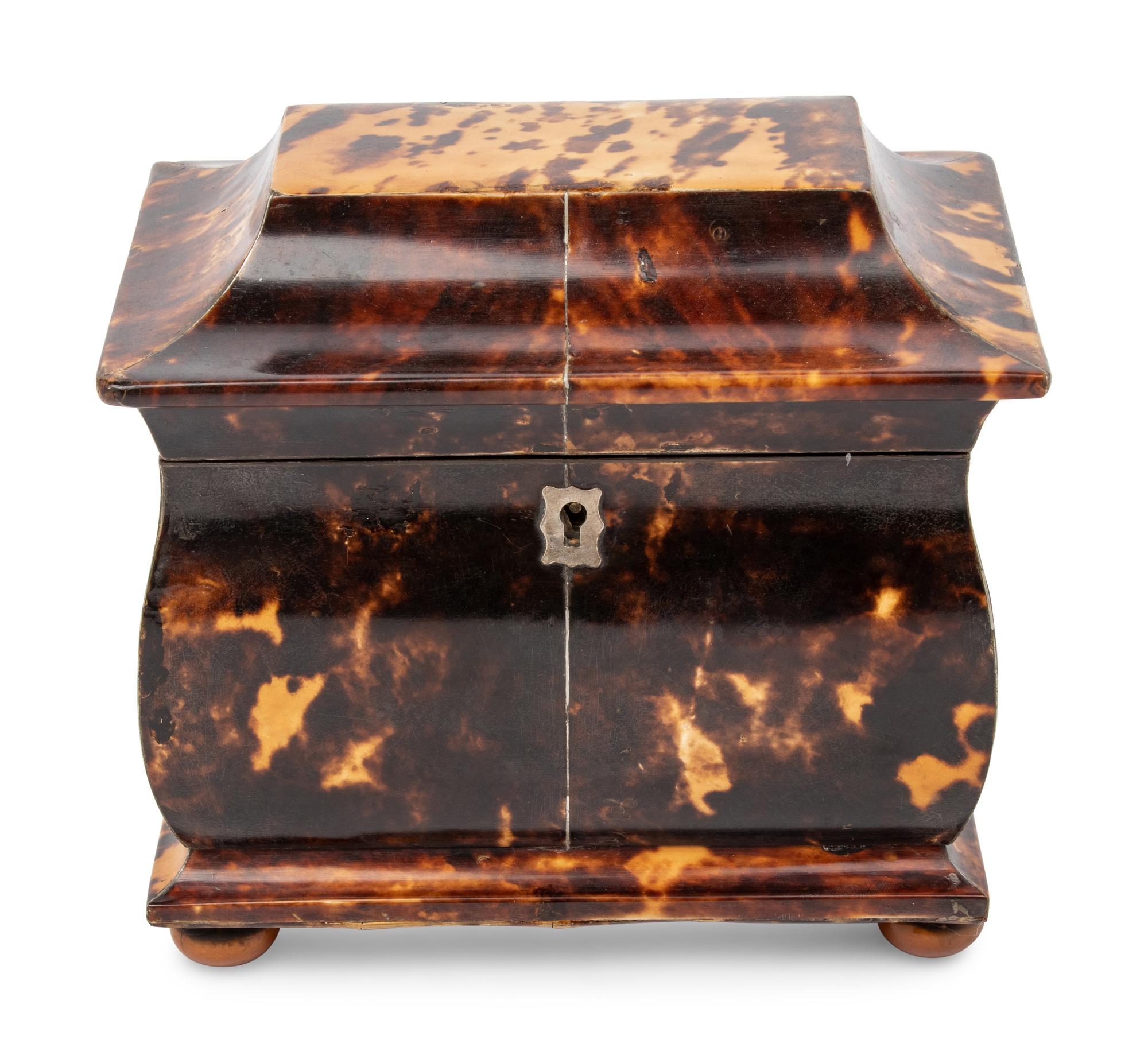 A Regency Tortoiseshell Mounted Tea Caddy