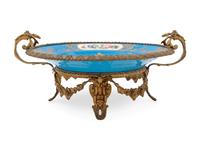 A Gilt Metal Mounted Sèvres Style Porcelain Charger