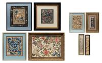 Eight Chinese Embroidered Silk Panels