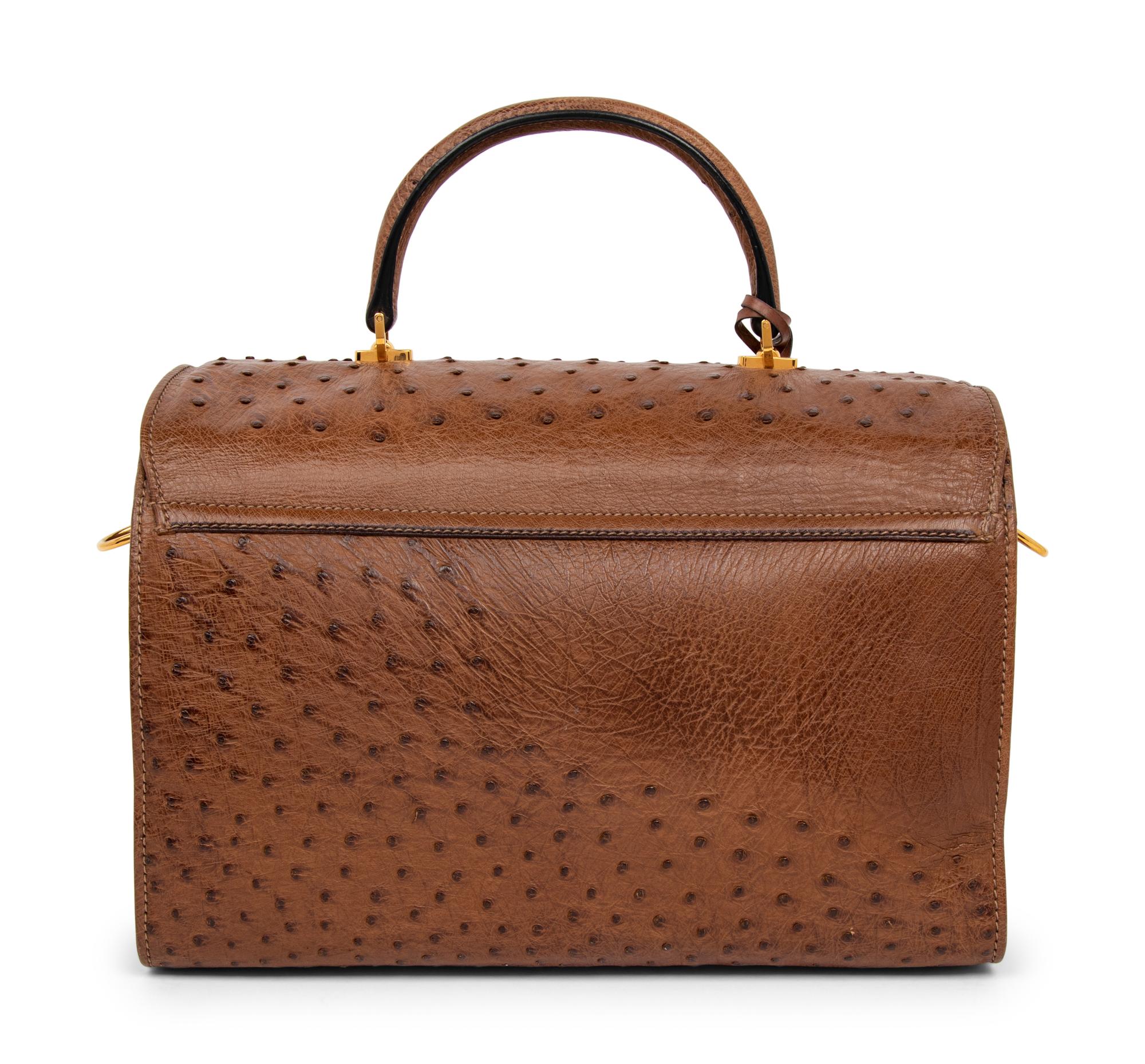 Gucci Brown Ostrich Travel Bag, 1980s