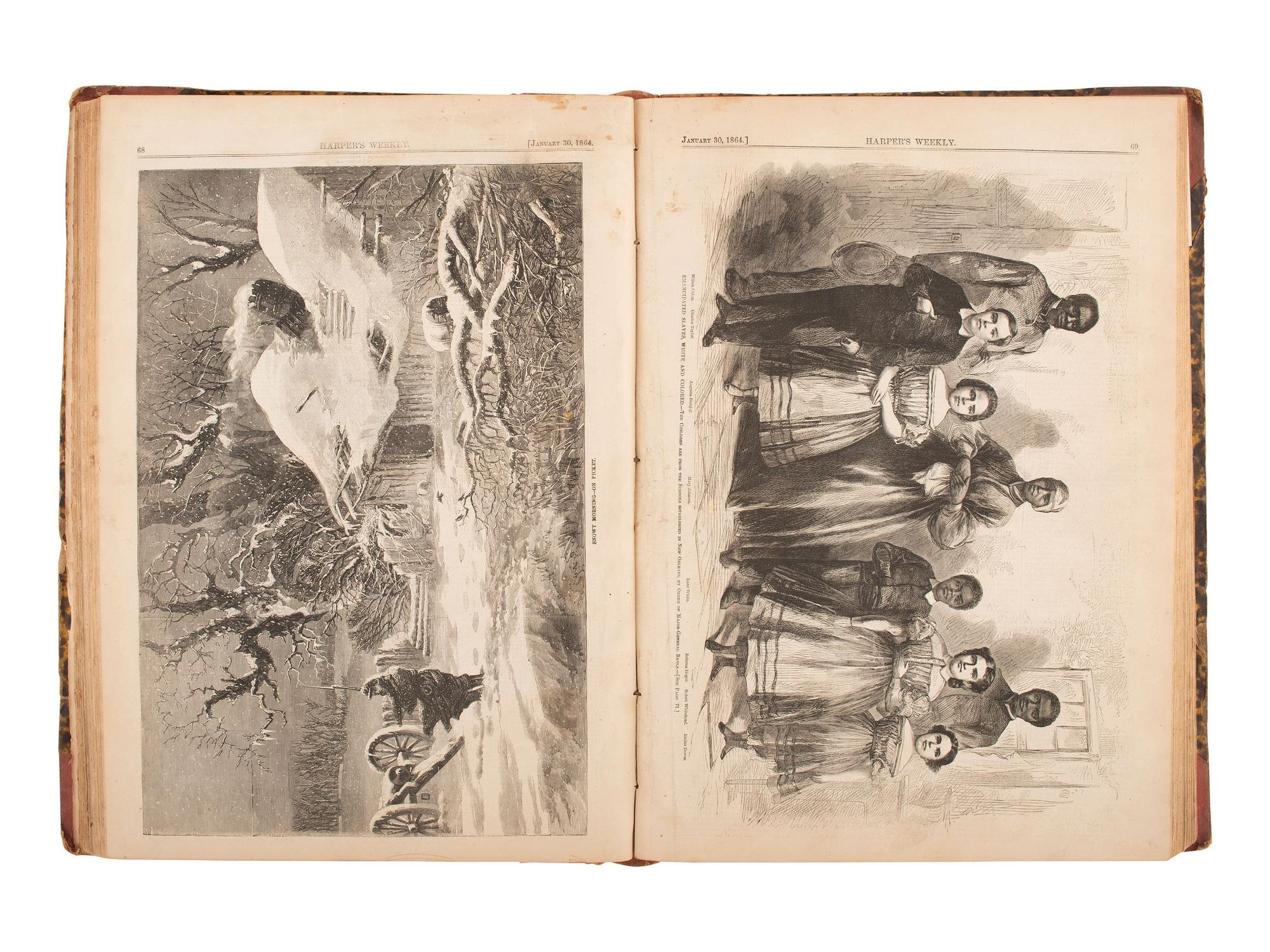 [CIVIL WAR]. Harper's Weekly . Bound volume for Oct. 1863-May 1864. [ With: ] 120+ issues.