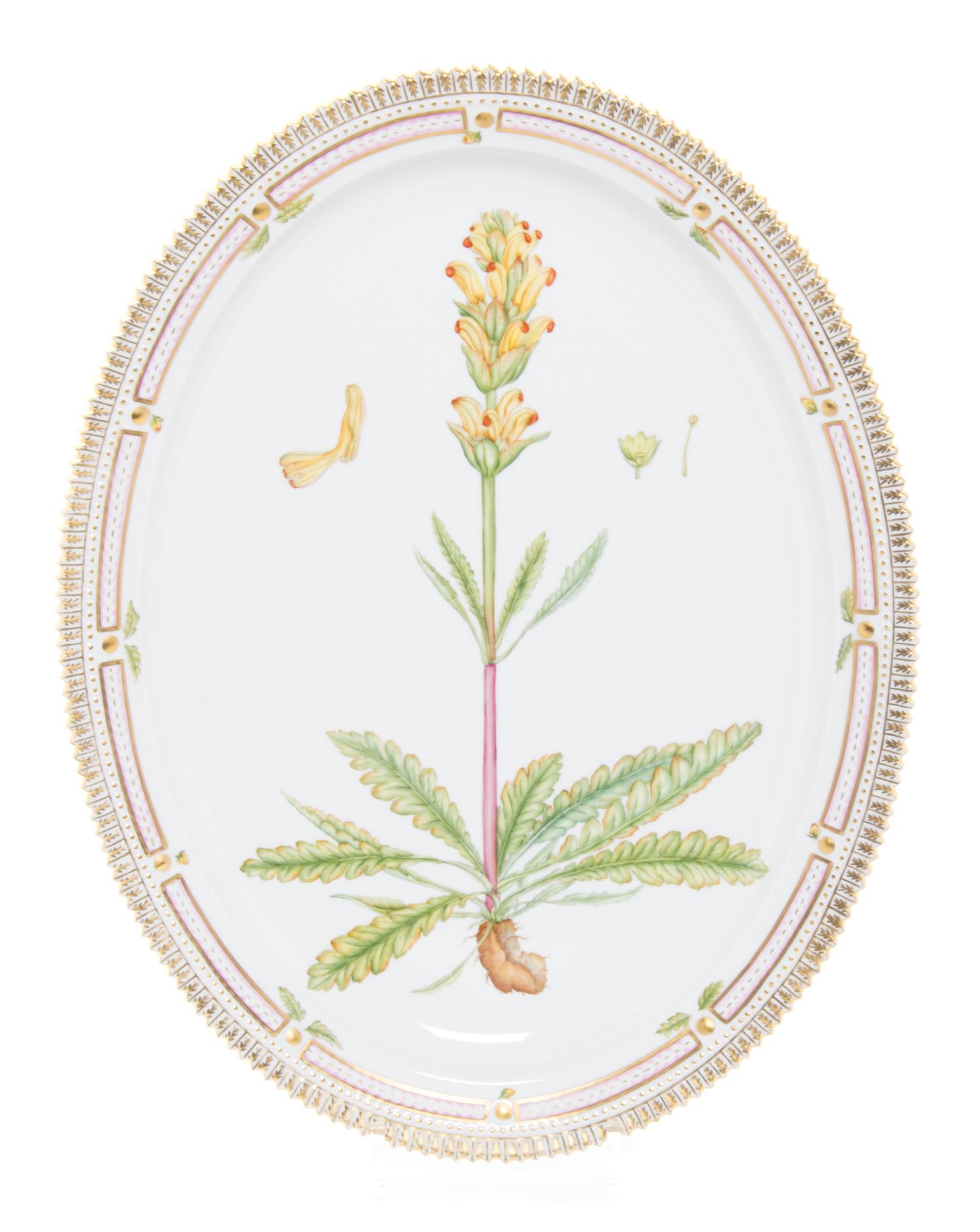 A Royal Copenhagen Flora Danica Oval Platter Width 18 1/2 inches.