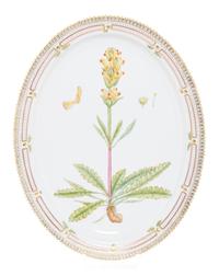 A Royal Copenhagen Flora Danica Oval Platter Width 18 1/2 inches.
