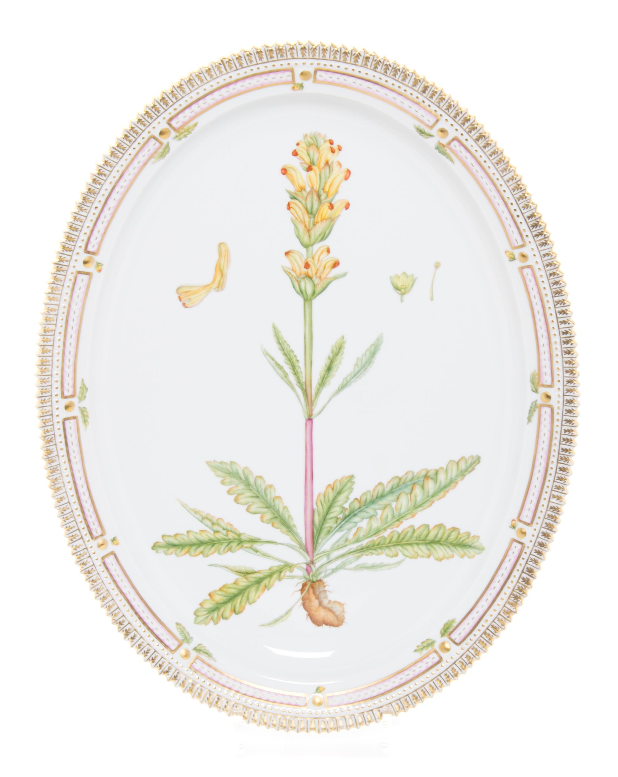 A Royal Copenhagen Flora Danica Oval Platter Width 18 1/2 inches.