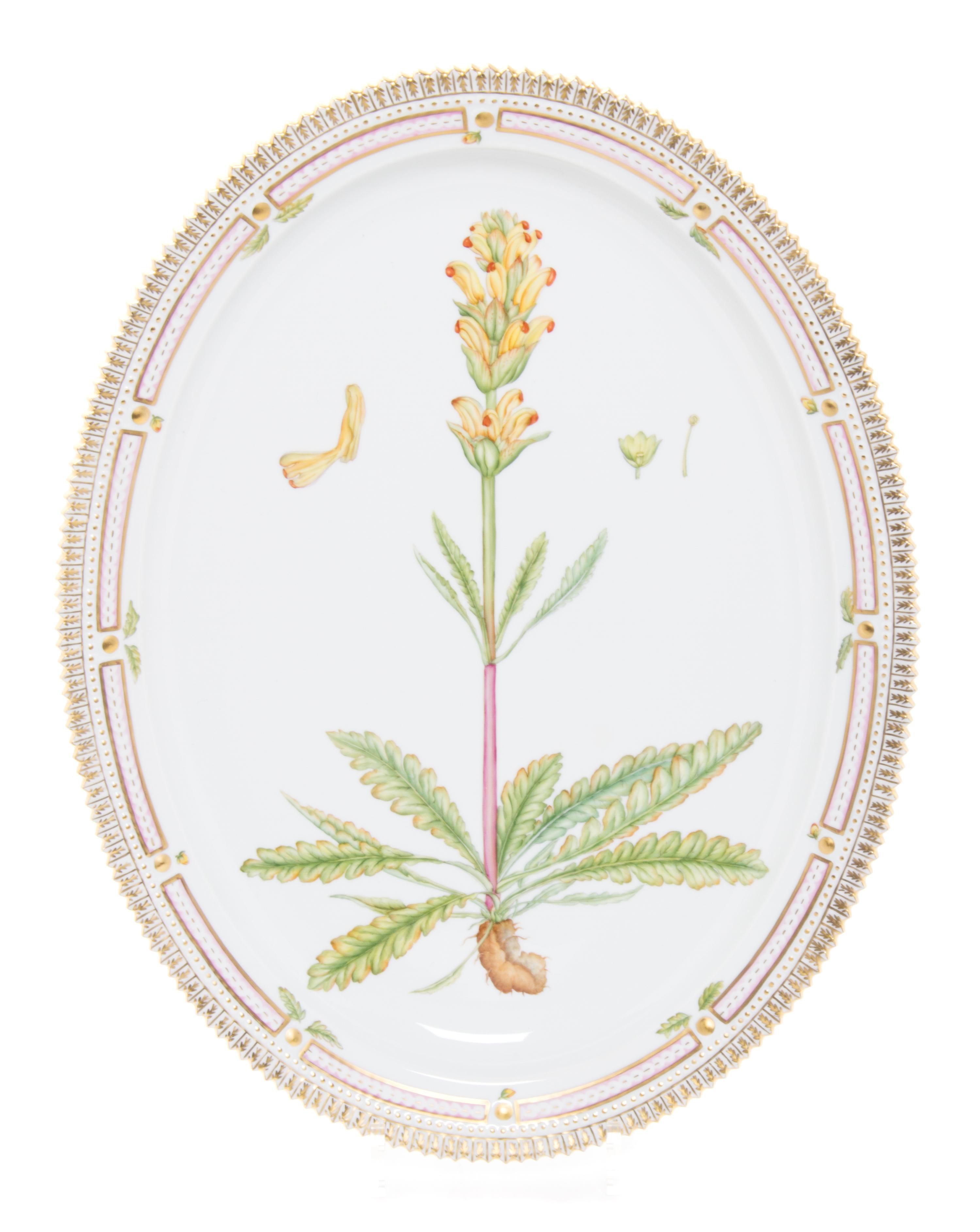 A Royal Copenhagen Flora Danica Oval Platter Width 18 1/2 inches.