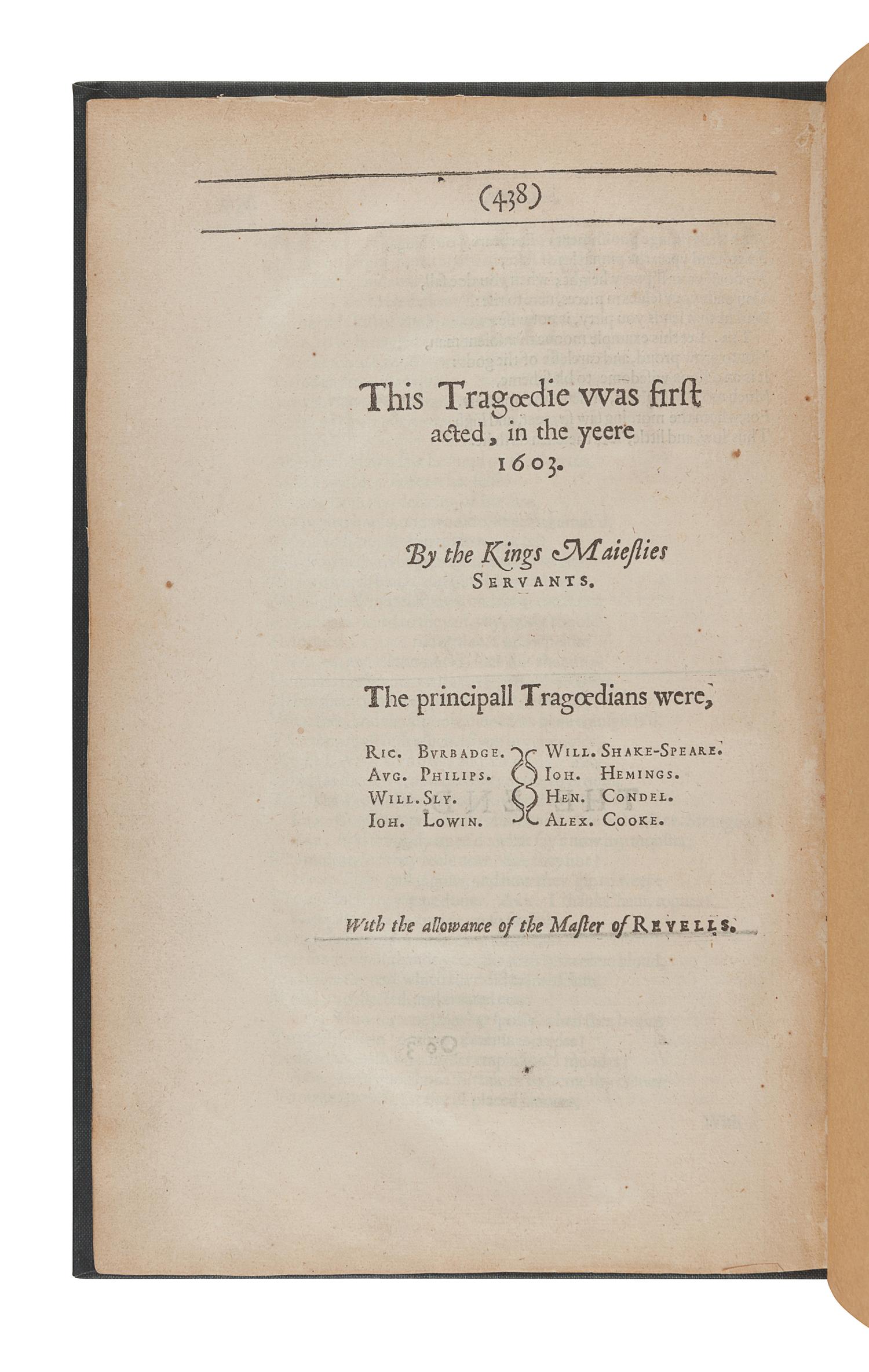 JONSON, Benjamin (1572-1637). Seianus, his Fall . [Extracted from:] The Workes of Benjamin Jonson. London: William Stansby, 1616.