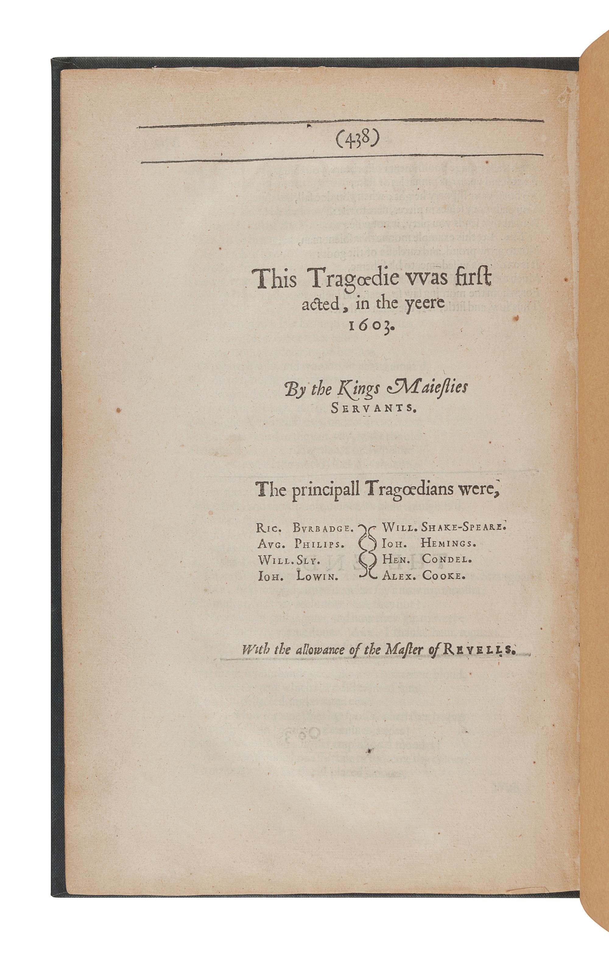 JONSON, Benjamin (1572-1637). Seianus, his Fall . [Extracted from:] The Workes of Benjamin Jonson. London: William Stansby, 1616.