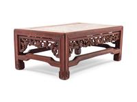 A Chinese Marble Inset Huanghuali Wood Stand