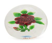 A Baccarat Thousand Petal Red Rose and Bud Glass Paperweight