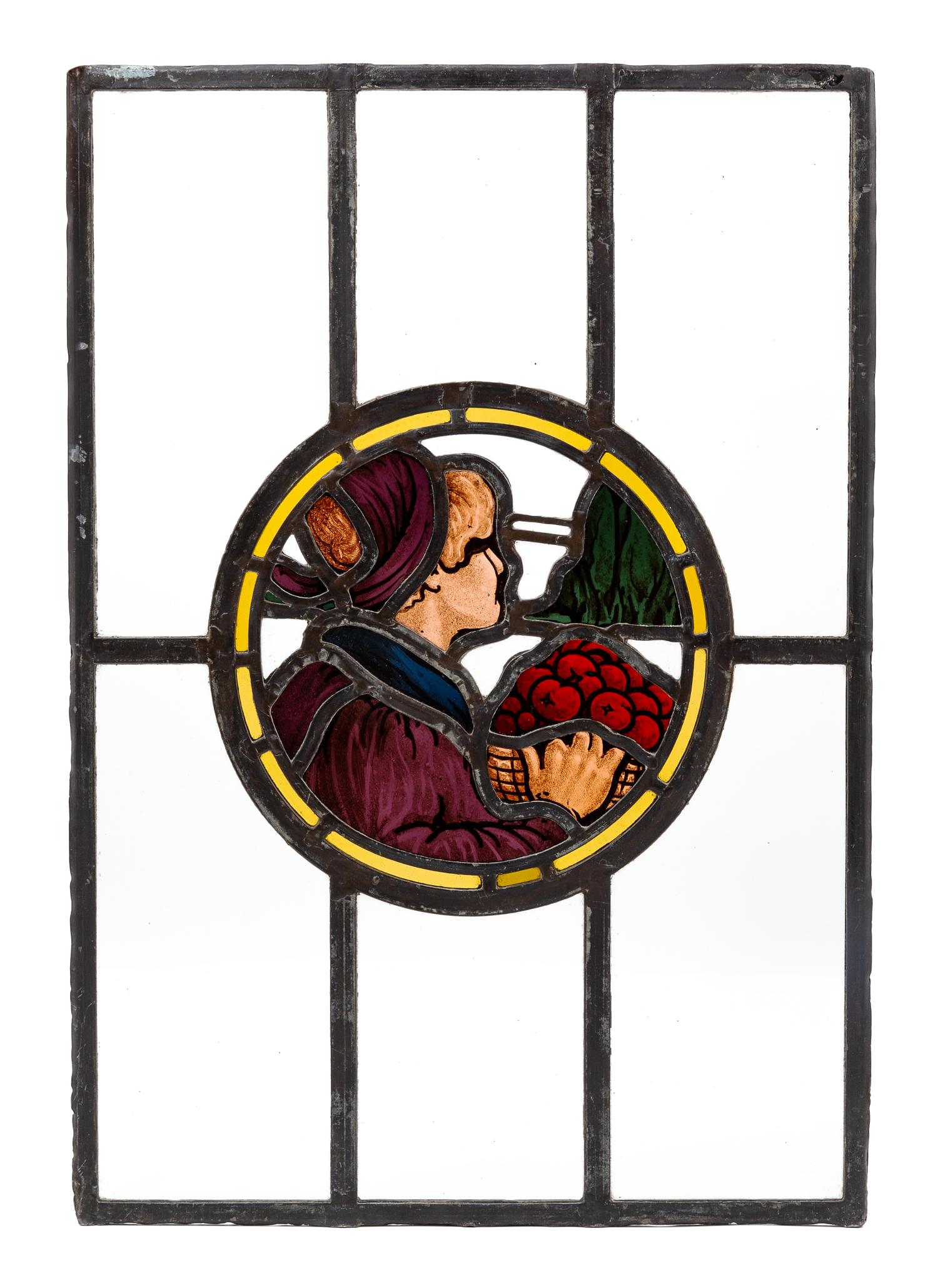 A Linden Glass Company Leaded and Stained Glass Window Height 23 x width 16 inches. — 19TH/20TH CENTURY
