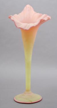 A Burmese Glass Jack-in-the-Pulpit Vase, Height 12 1/2 inches.