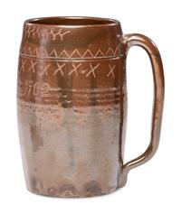 A Heavily Incised Albany Slip-Glazed Stoneware Beer Mug