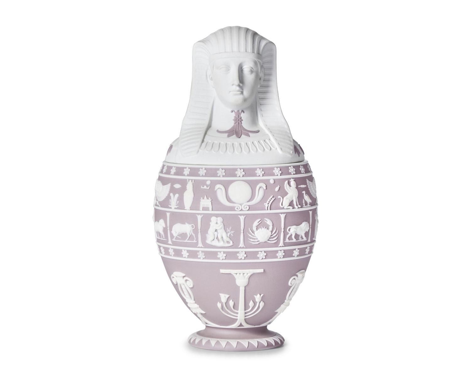 A Wedgwood Lilac Dip Jasperware Canopic Jar