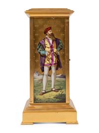 A French Porcelain Inset Gilt Metal Mantel Clock