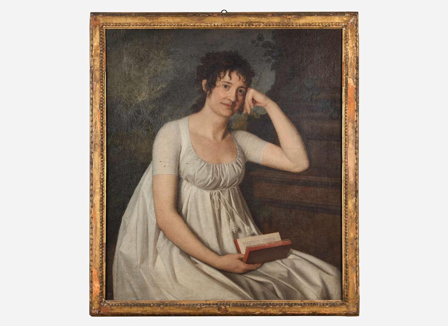 Attributed to Robert Jacques Francois Faust Lefevre (French, 1755–1830) - Portrait of a Seated Lady in White, Bust-Length