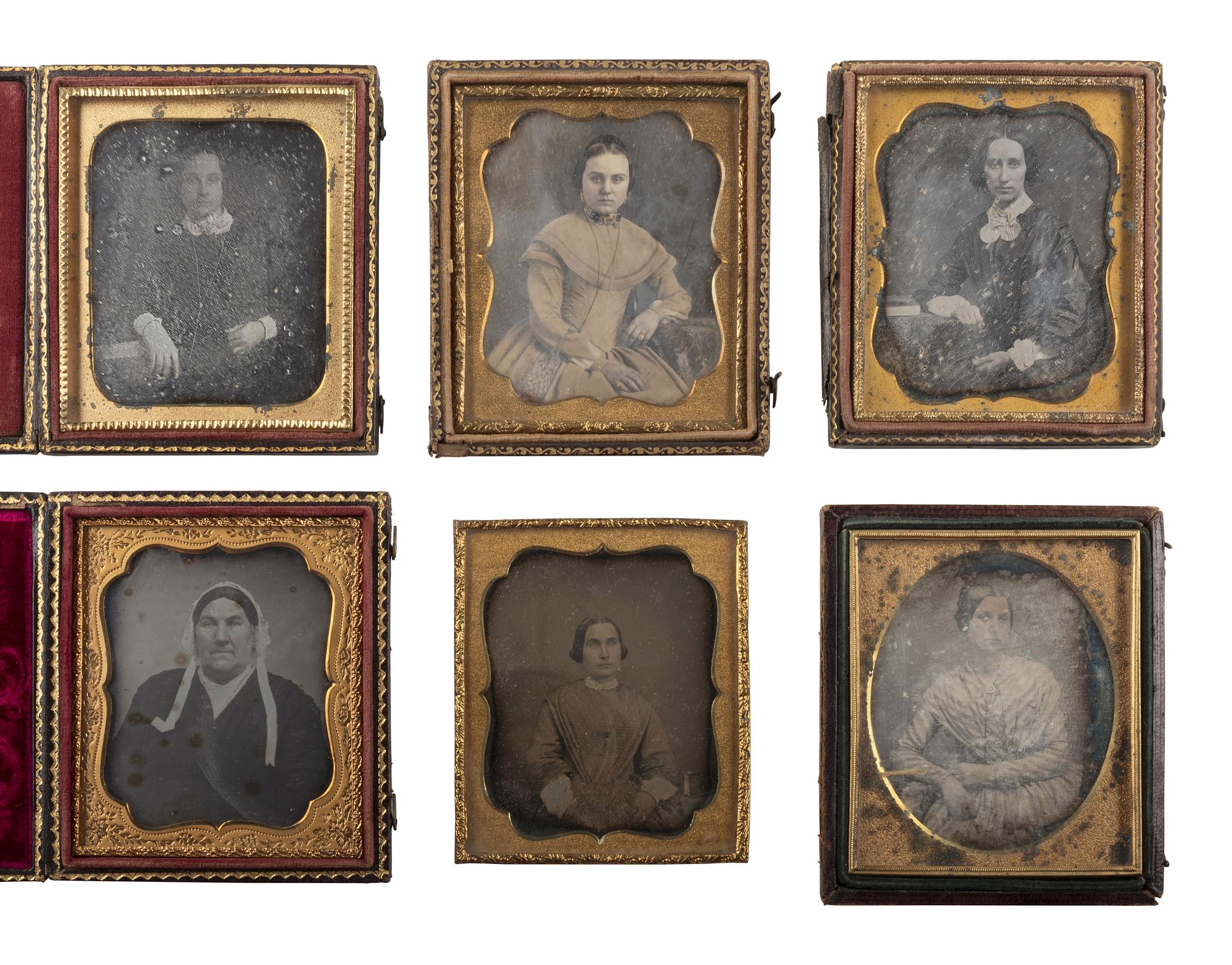 [EARLY PHOTOGRAPHY]. 40 sixth plate daguerreotypes of women of varying ages.