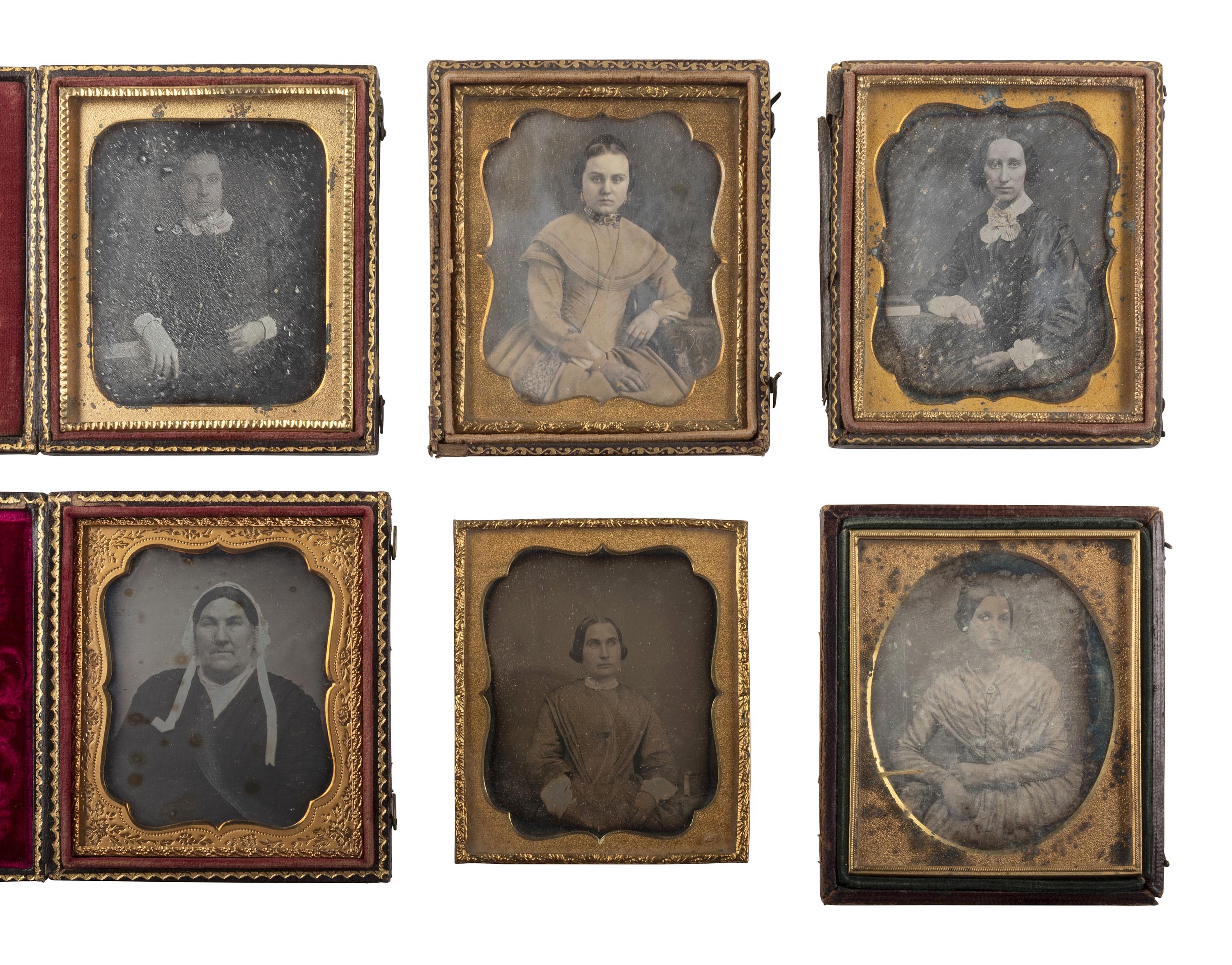 [EARLY PHOTOGRAPHY]. 40 sixth plate daguerreotypes of women of varying ages.