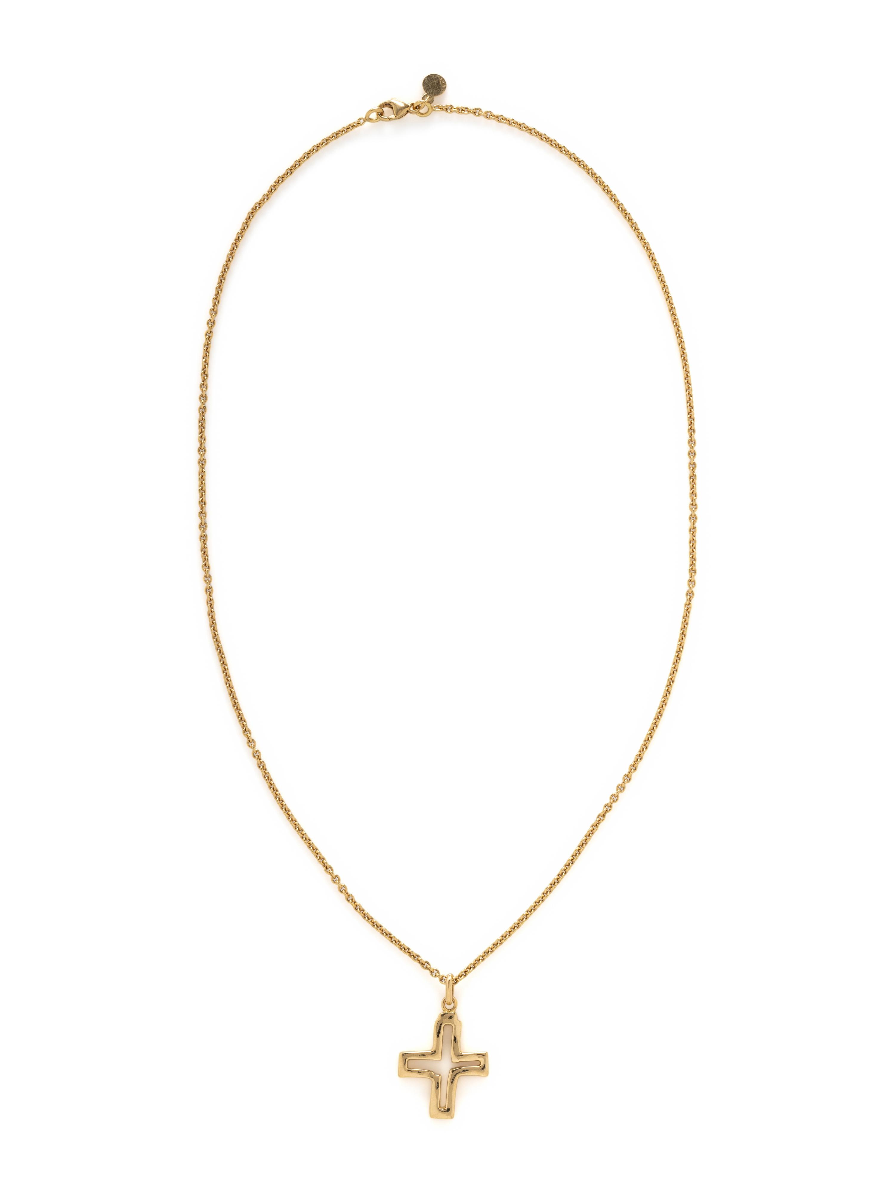 YELLOW GOLD CROSS PENDANT NECKLACE