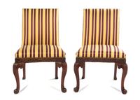 A Pair of Chippendale Style Upholstered Side Chairs, Height 36 5/8 inches.