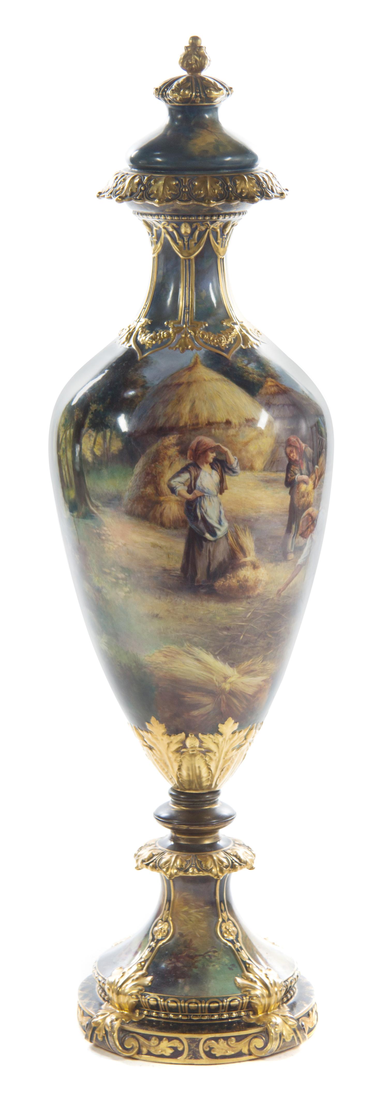A Royal Bonn Pottery Floor Vase and Cover Height overall 50 1/2 inches. — LATE 19TH/EARLY 20TH CENTURY