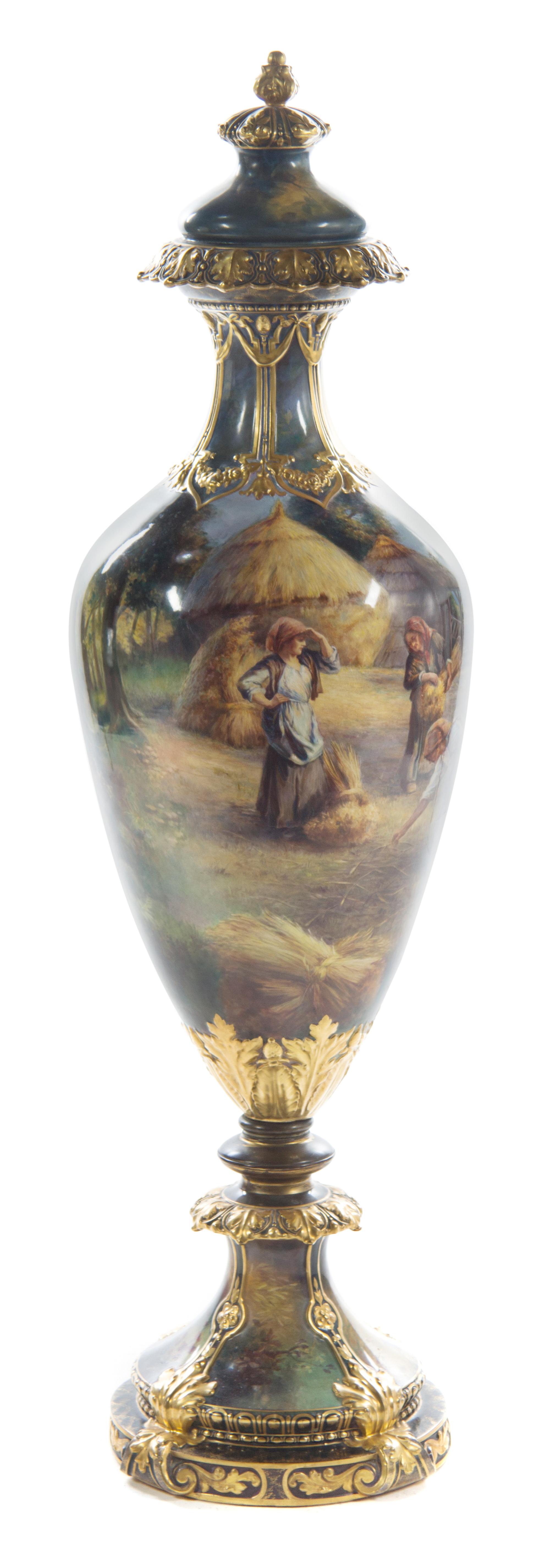 A Royal Bonn Pottery Floor Vase and Cover Height overall 50 1/2 inches. — LATE 19TH/EARLY 20TH CENTURY
