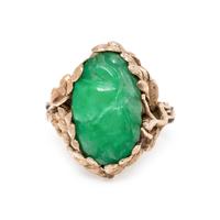 YELLOW GOLD AND JADE RING