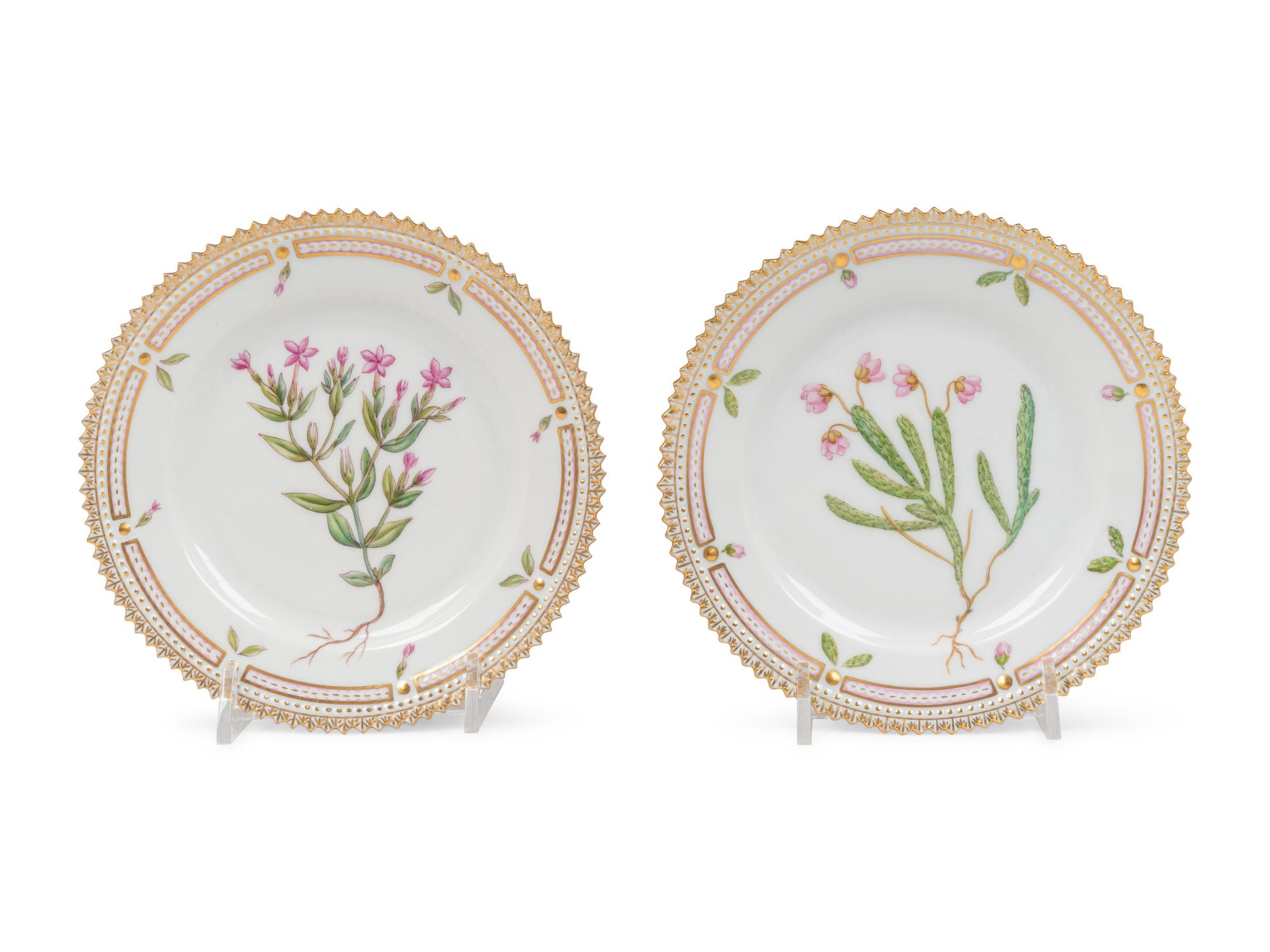 Two Royal Copenhagen Flora Danica Porcelain Bread Plates