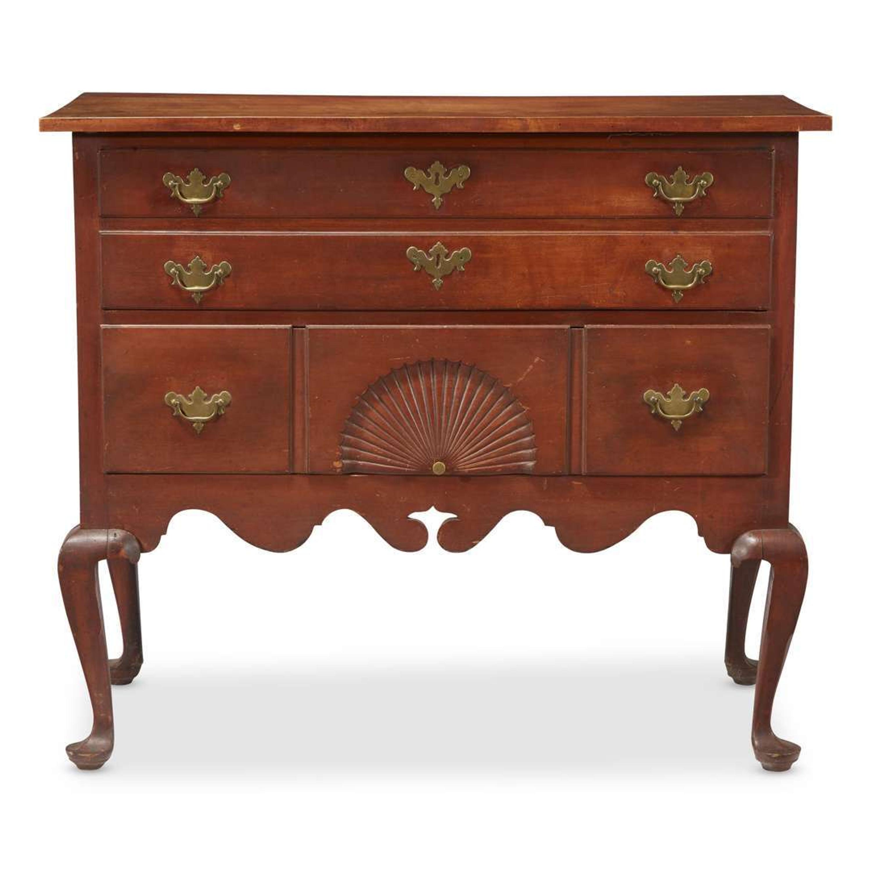 Queen Anne maple fan-carved server Attributed to the Dunlap School, New Hampshire, circa 1780