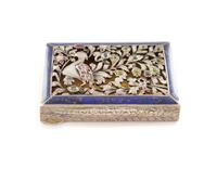 A Continental Enameled and Jeweled Silver Cigarette Case