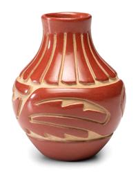 Redware Pottery Jar, with Avanyu
