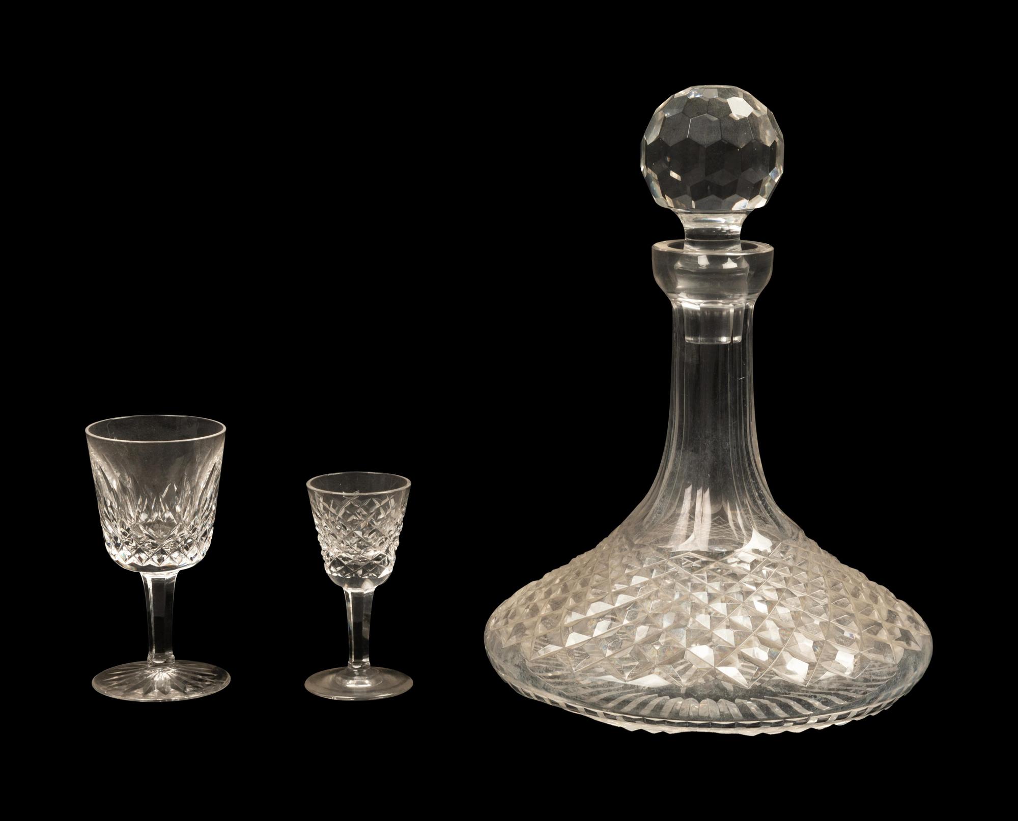 A Waterford Cut Glass Decanter and Glass Service