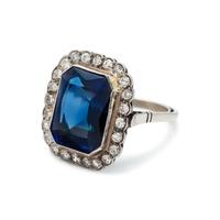 SYNTHETIC SAPPHIRE AND DIAMOND RING
