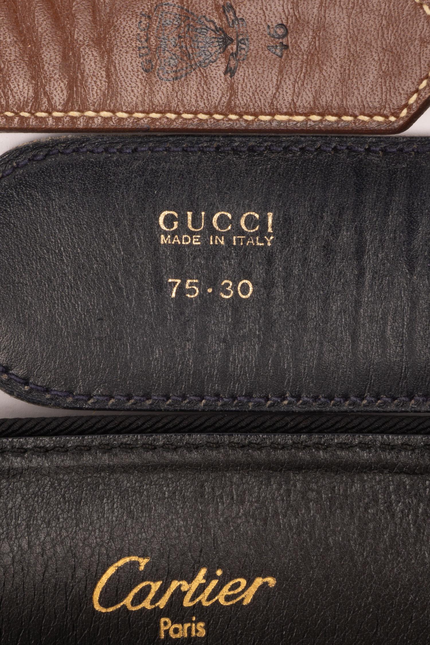Group of Four Designer Belts by Gucci, Cartier, and Salvatore Ferragamo
