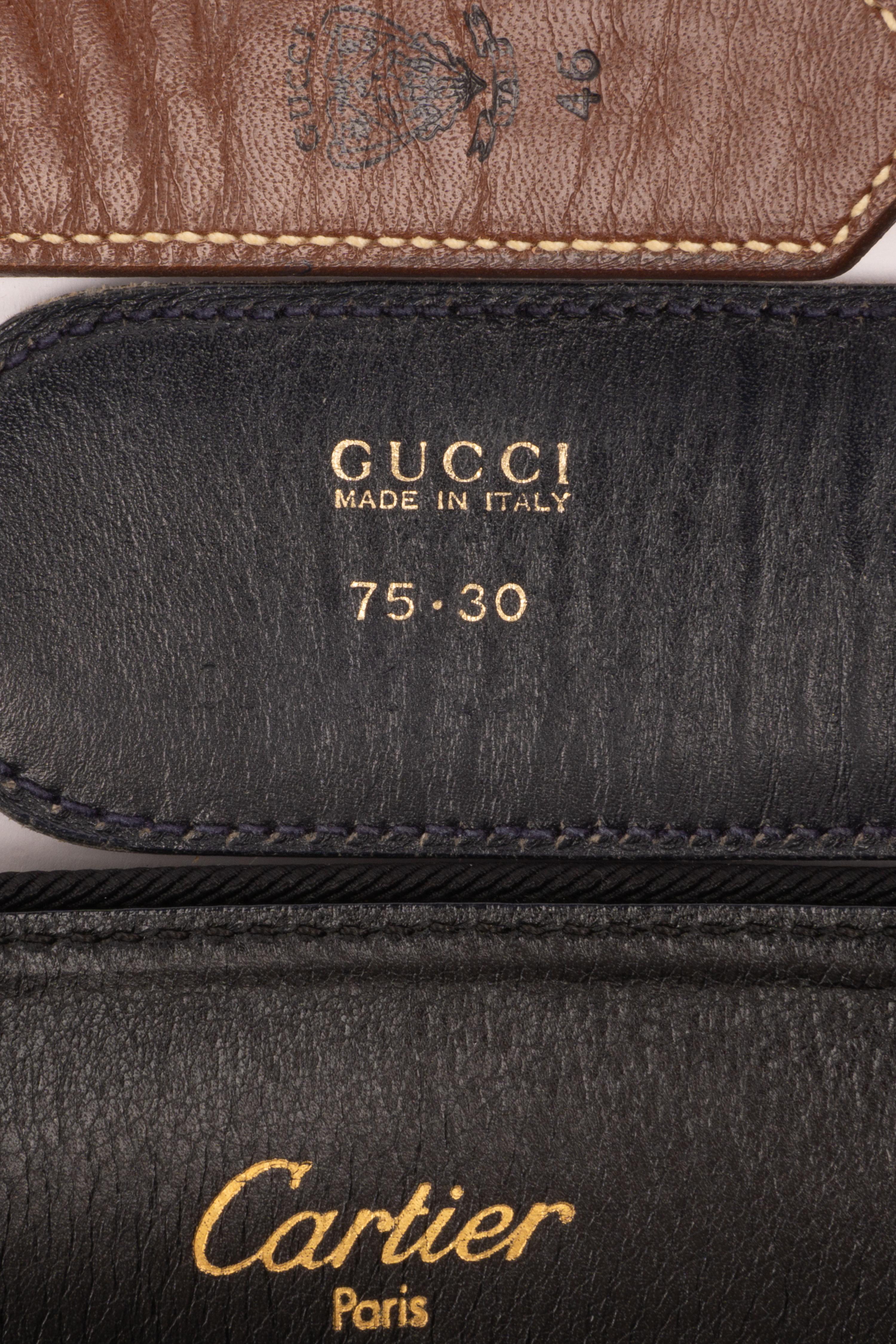 Group of Four Designer Belts by Gucci, Cartier, and Salvatore Ferragamo