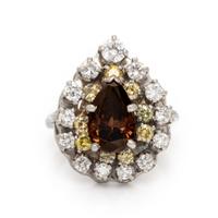 Colored Diamond and Diamond Ring