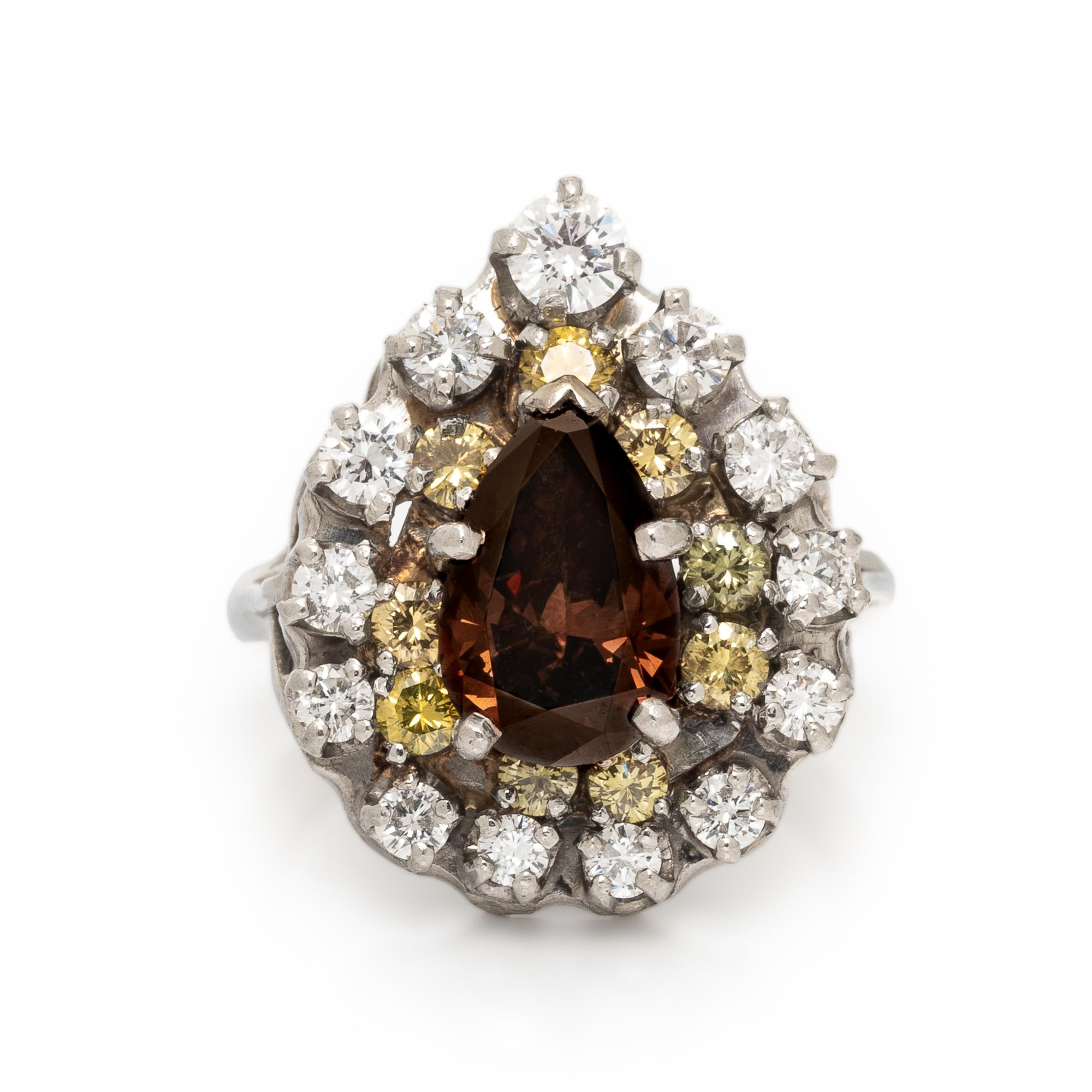 Colored Diamond and Diamond Ring