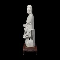 A Chinese Blanc de Chine Porcelain Figure of Guanyin, Late Qing-Republic Period 清末-民国 德化白瓷观音