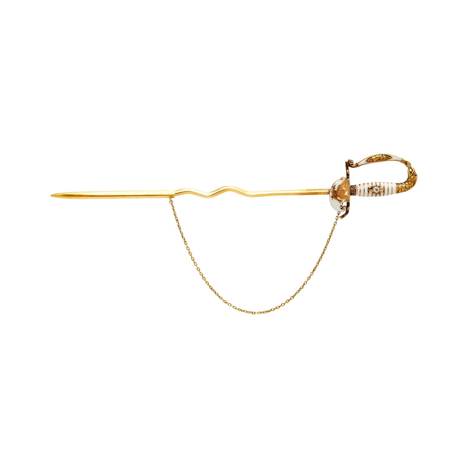COLLECTION OF YELLOW GOLD AND GEMSTONE PINS