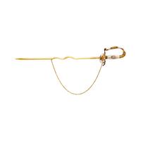 COLLECTION OF YELLOW GOLD AND GEMSTONE PINS