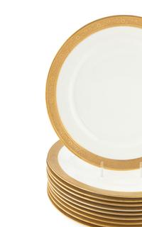 A Set of Ten Wedgwood Gilt Banded Porcelain Plates