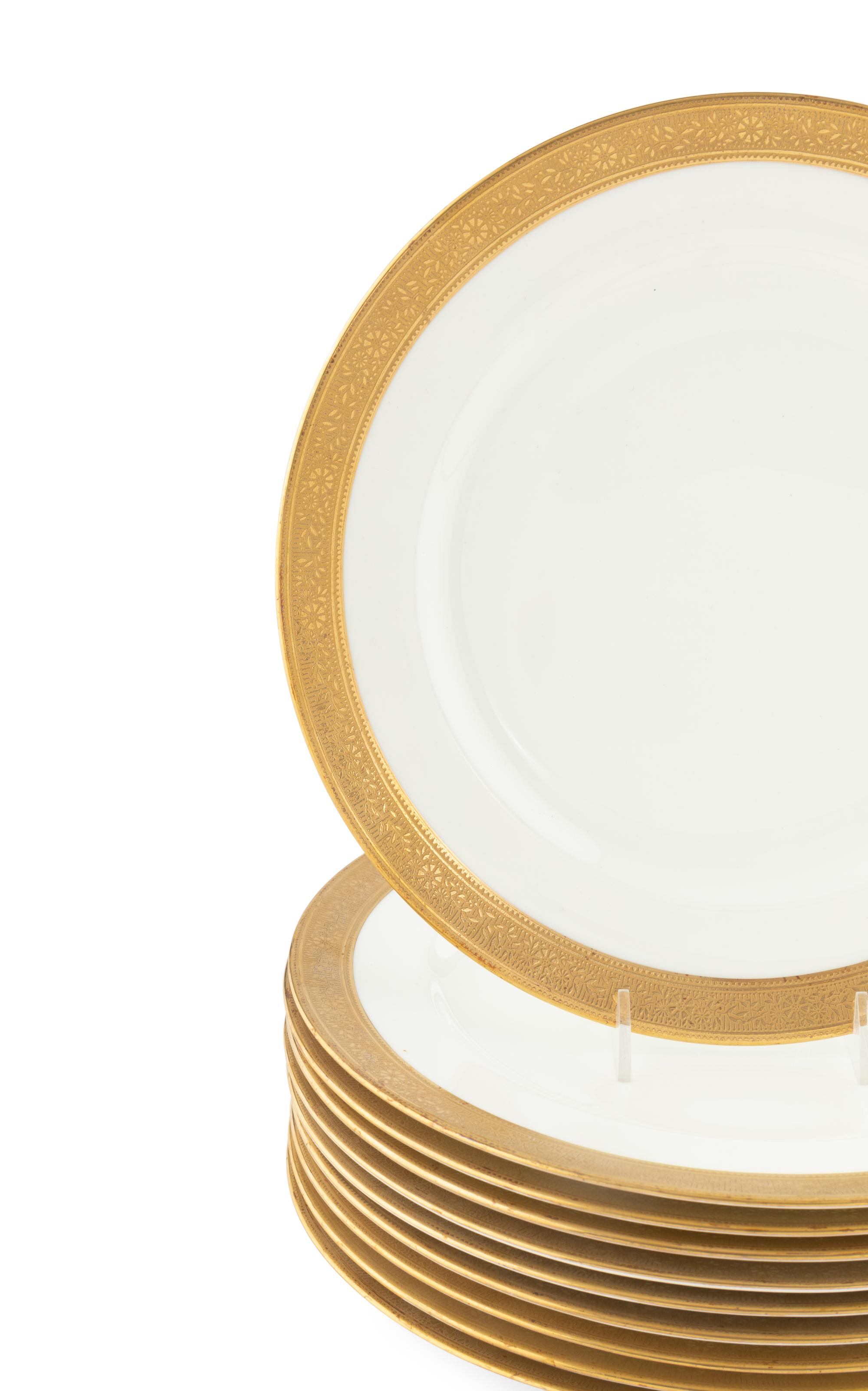 A Set of Ten Wedgwood Gilt Banded Porcelain Plates