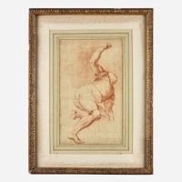 Attributed to Edme Bouchardon (French, 1698–1762) Study of a Man with Extended Arm Upright; with Study of Man's Head and Arm verso