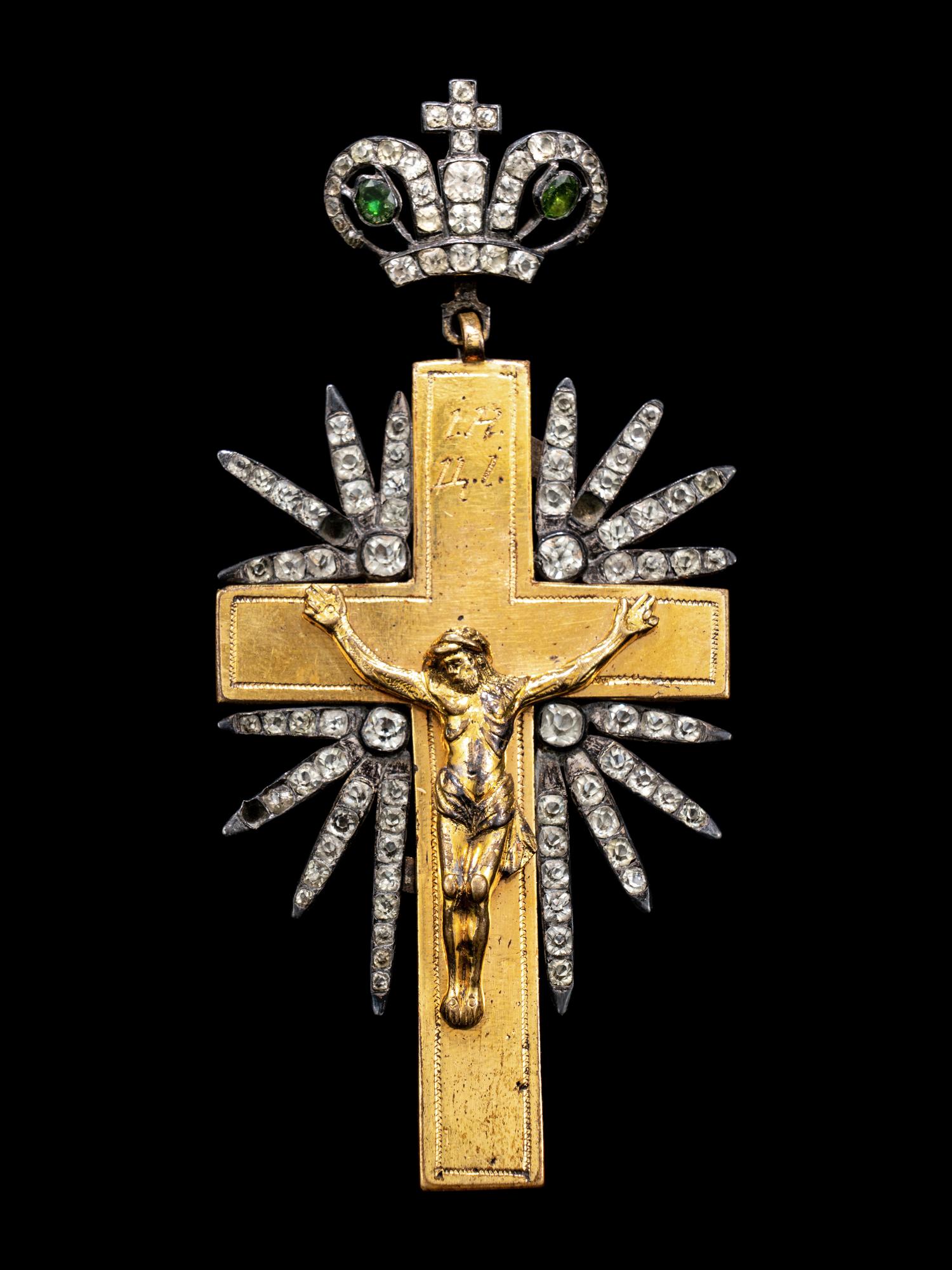 A Russian Silver-Gilt Metal and Paste Gem-Set Pectoral Cross Pendant Owned by Rudolf Nureyev