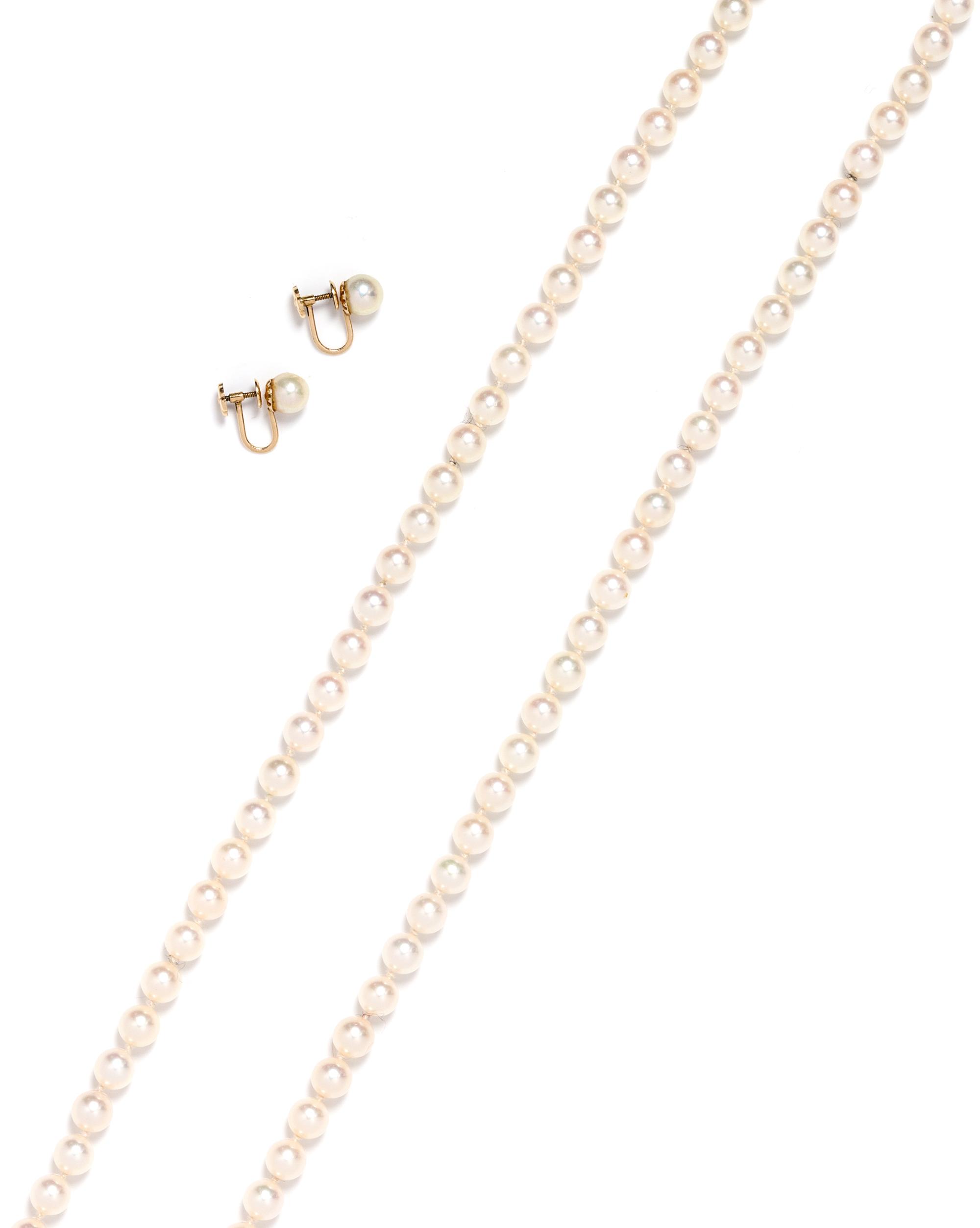 A Collection of Yellow Gold and Cultured Pearl Jewelry,