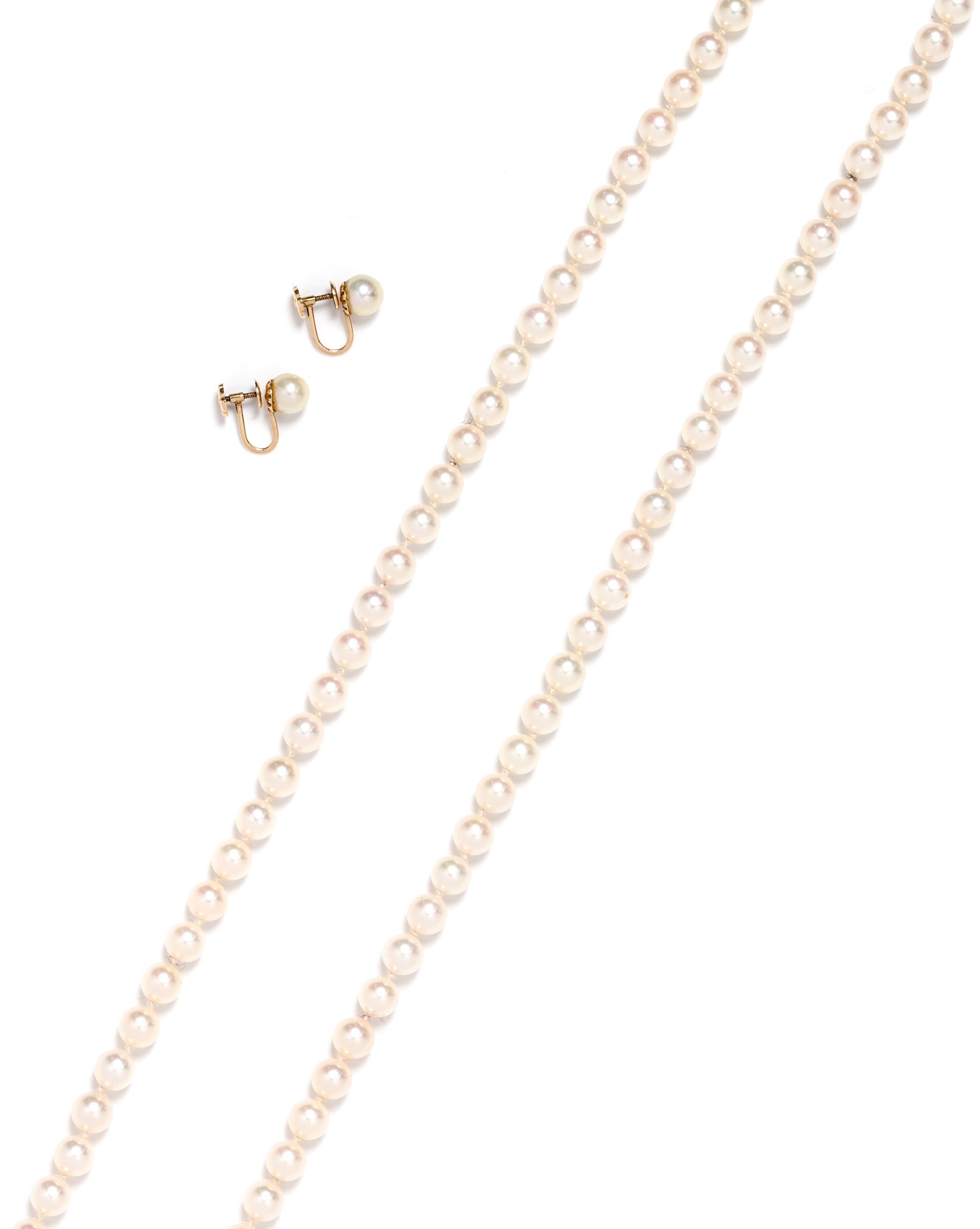 A Collection of Yellow Gold and Cultured Pearl Jewelry,